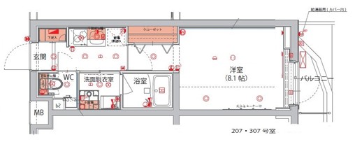 ハーモニーレジデンス新宿 THE NORTH 207号室 間取り
