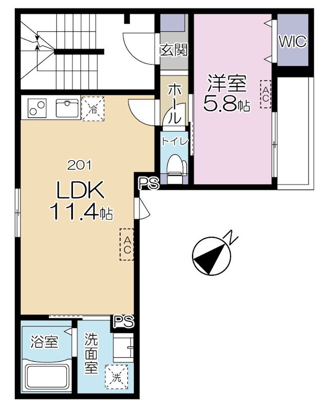 （仮称）豊島区池袋3丁目計画 201号室 間取り