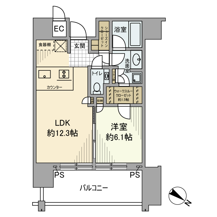 ＴＨＥ　ＲＯＰＰＯＮＧＩ　ＴＯＫＹＯ　Ｃ 1916号室 間取り