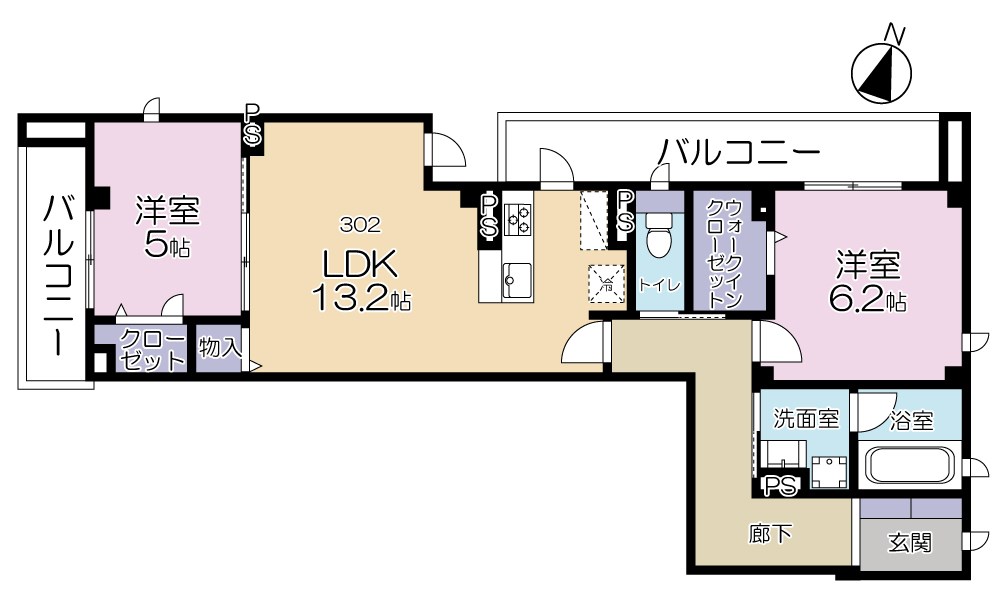 トイ ベレ フォレ デ レーヴ 302号室 間取り