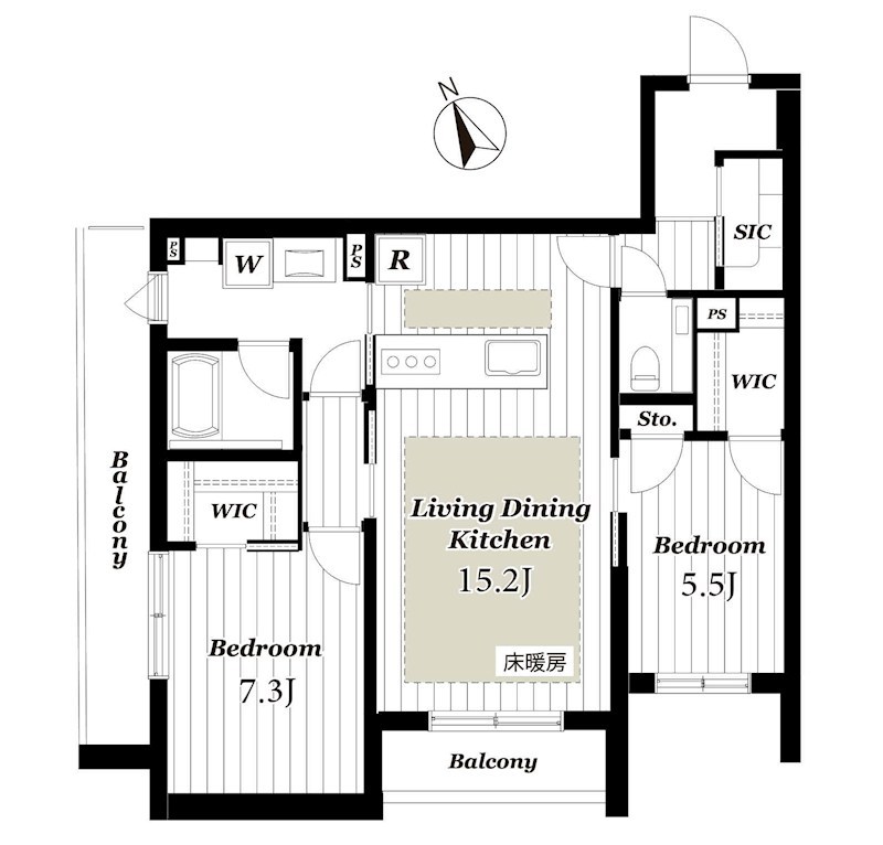 グランフォルトゥーナ久我山 手　数　料　1　0　0 201号室 間取り