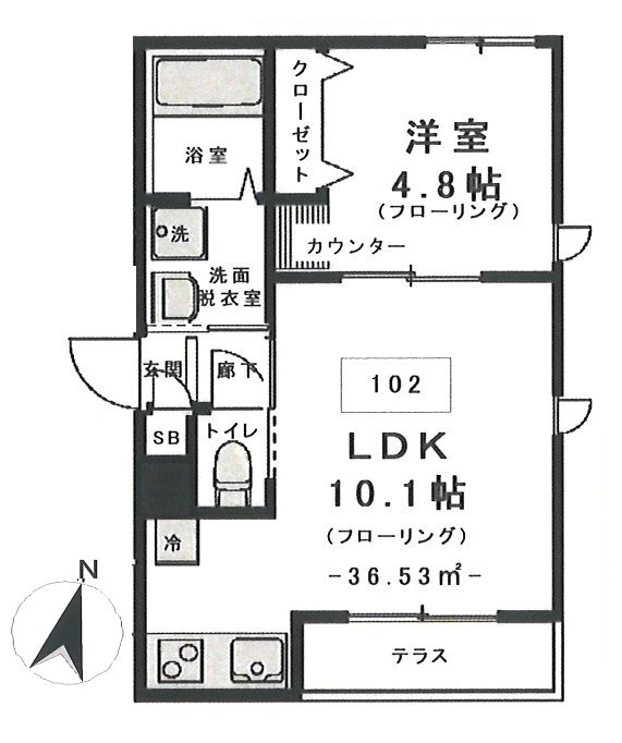 ジェミニ・サウス   102号室 間取り