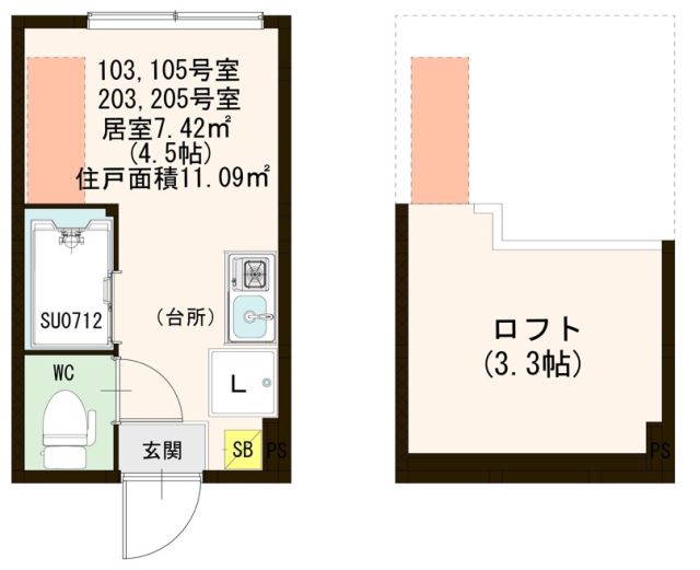 ハーモニーテラス四谷坂町 105号室 間取り
