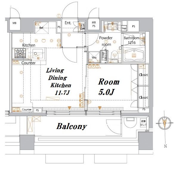 メイクスデザイン高田馬場 606号室 間取り