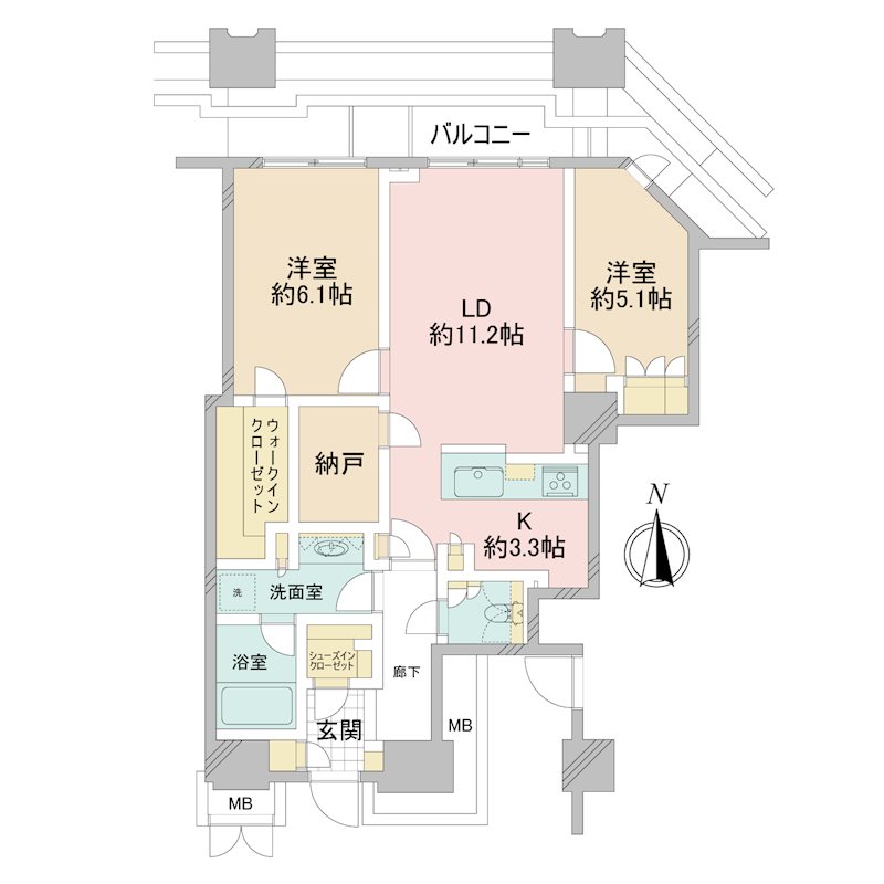 富久クロスコンフォートタワー 5017号室 間取り
