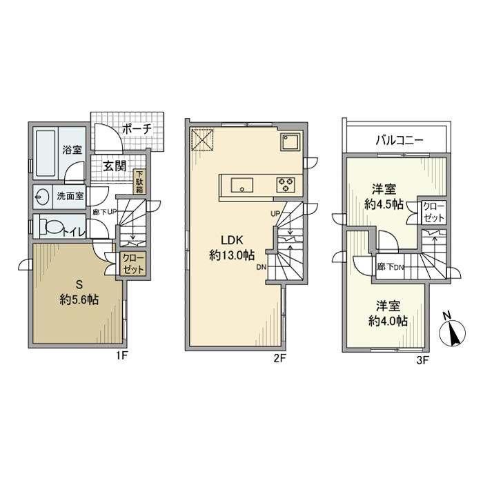 市谷薬王寺町戸建 間取り図