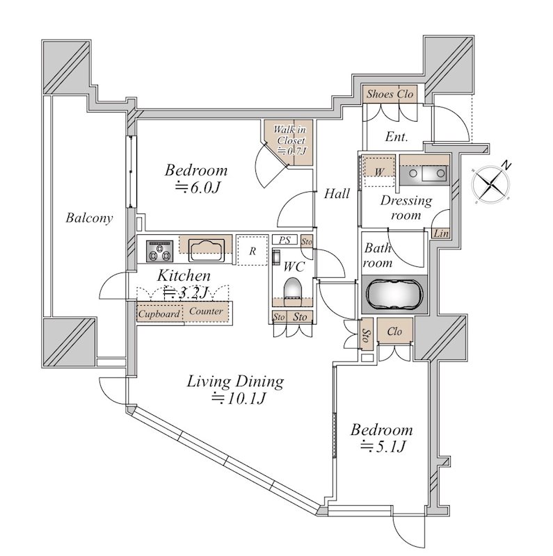 パークタワー渋谷本町 2005号室 間取り