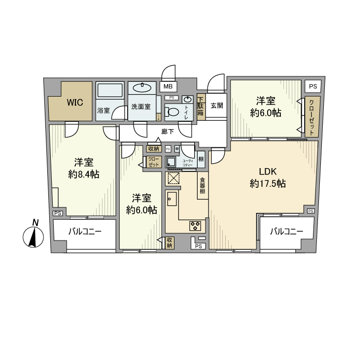 ラ・コルダ弦巻ガーデンコート 417号室 間取り