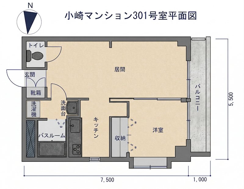 小崎マンション 301号室 間取り