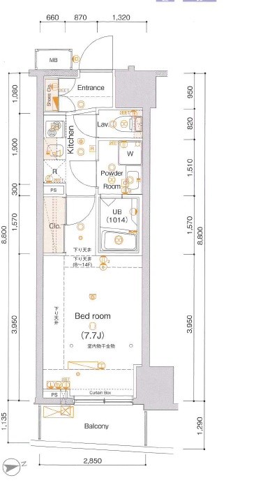 アルテシモアルド 1403号室 間取り