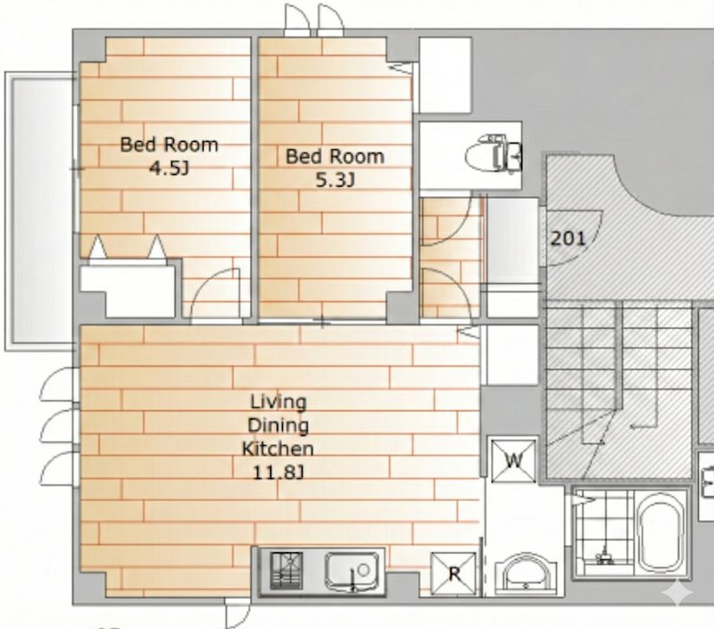 パレス惠泉館 201号室 間取り