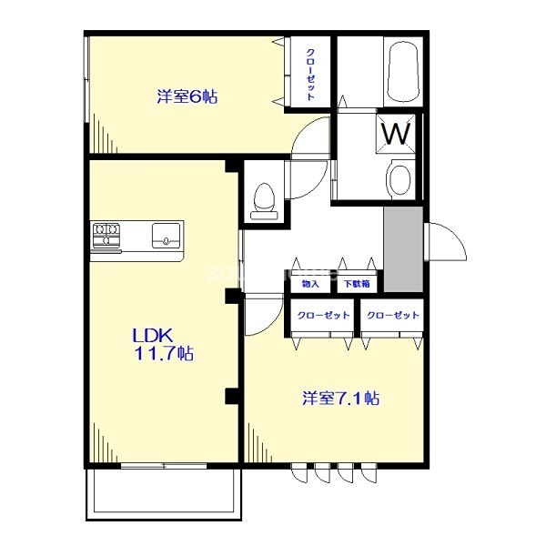 Le Coeur都立大学B棟 201号室 間取り