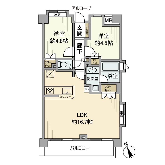 菱和パレス島津山 405号室 間取り