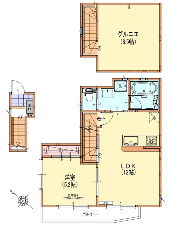 サンライズ烏山 201号室 間取り