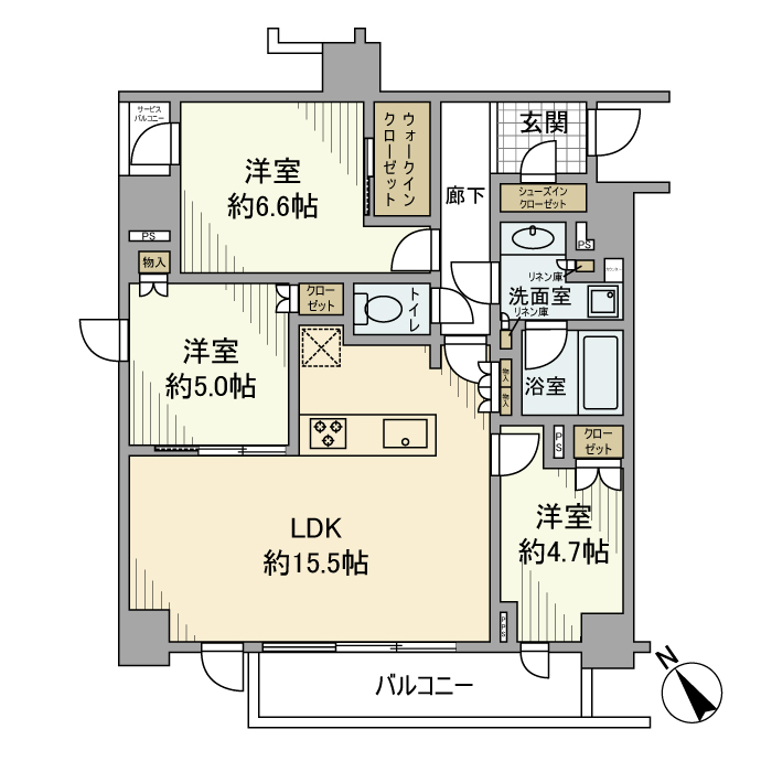 ピアース柿の木坂 203号室 間取り