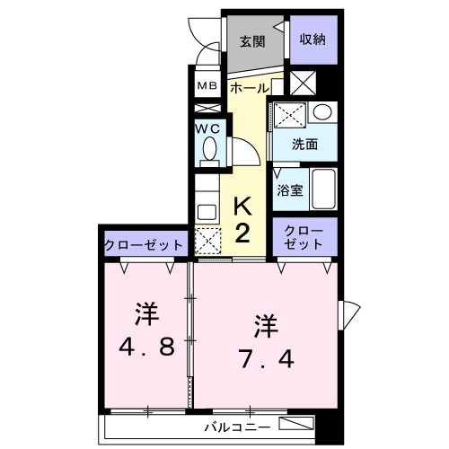 グランシャン 201号室 間取り