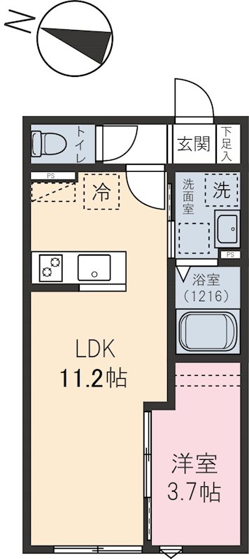 ゼルコーバ 107号室 間取り