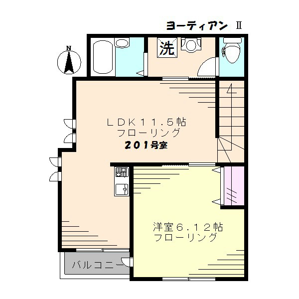 ヨーティアンⅡ 201号室 間取り