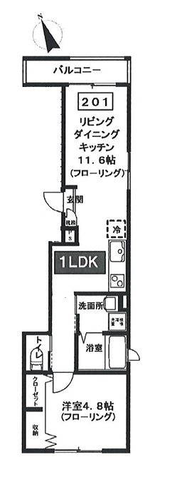 シエロブルー 201号室 間取り