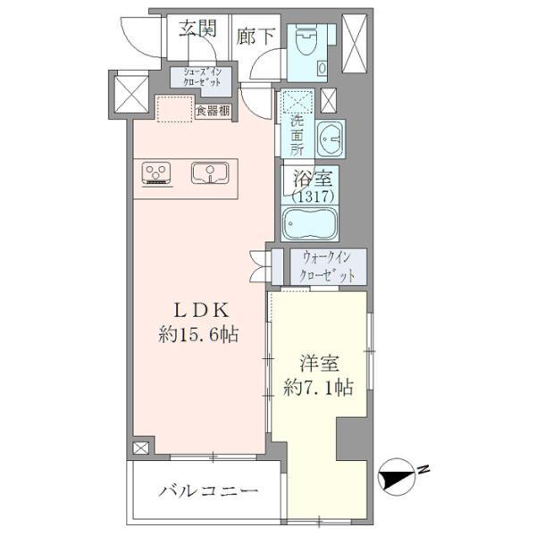 ＥＶＥＲＴＯＷ　ＣＨＯＪＡＭＡＲＵ 213号室 間取り