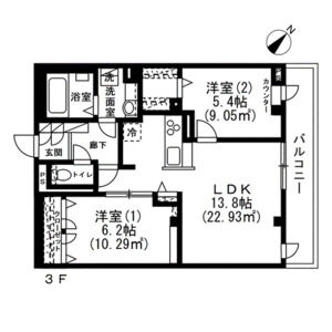 T-HAUS 鉢山 303号室 間取り