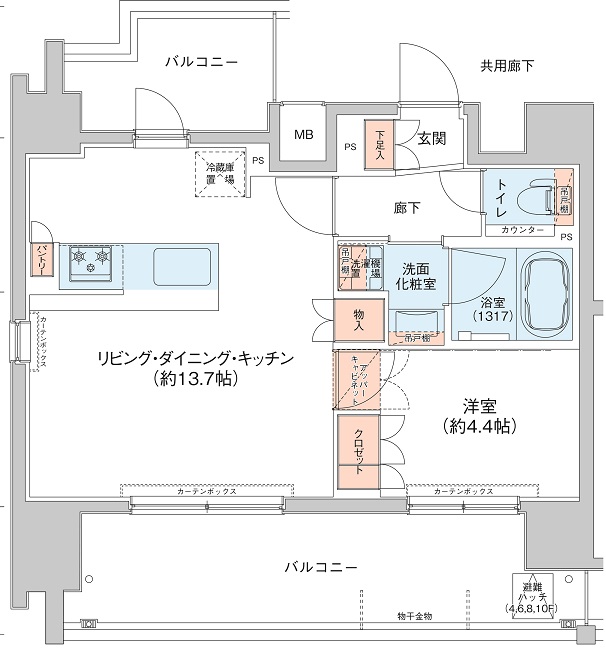 アジールコート新高円寺 0801号室 間取り
