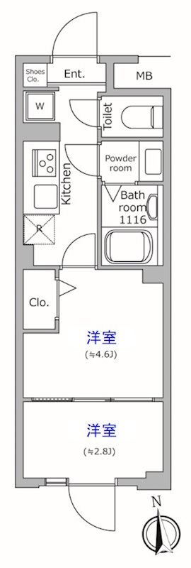 グローリオシェルト池袋本町 0407号室 間取り