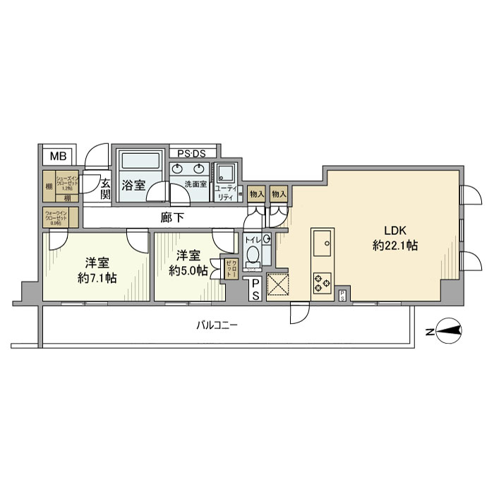 ウエリス市谷加賀町 401号室 間取り