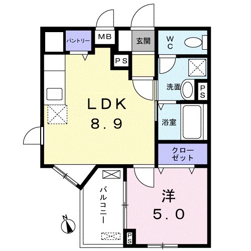 ドミール中野南台 101号室 間取り