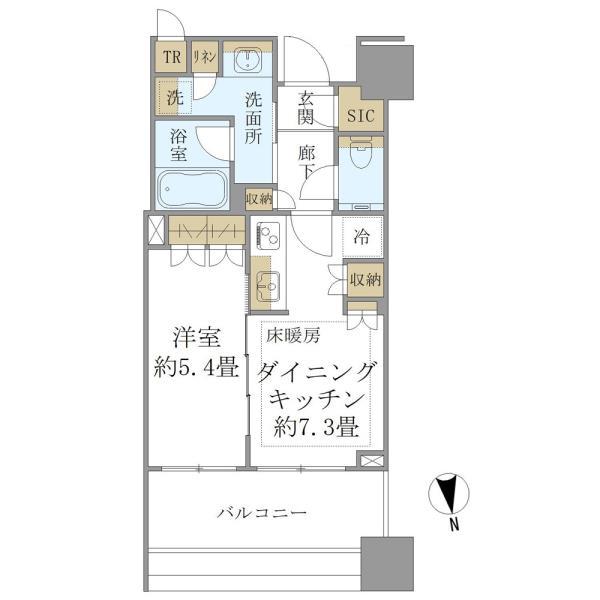 白金ザ・スカイ西棟 W1813号室 間取り