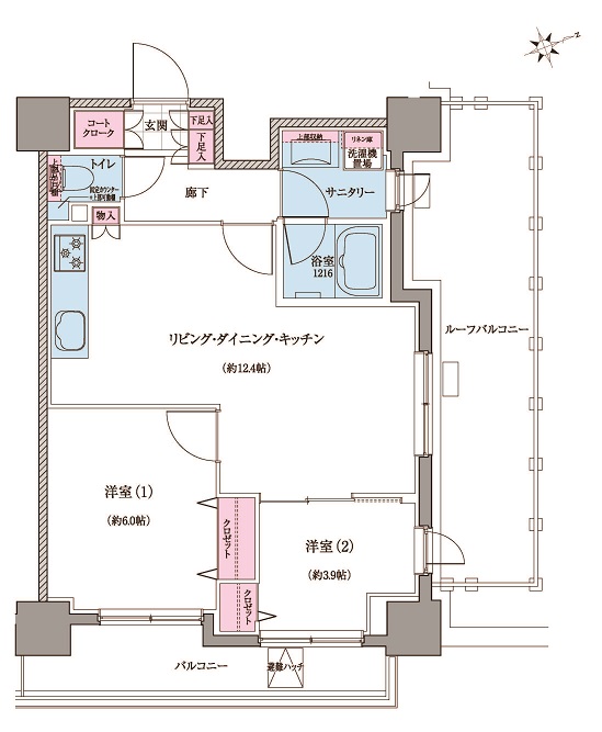 クレヴィアリグゼ世田谷松陰神社前 0901号室 間取り