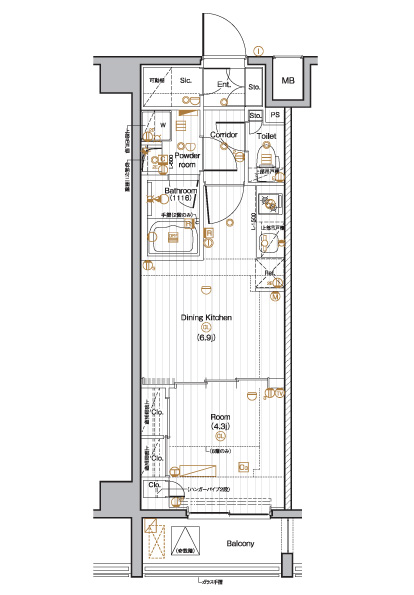 PREMIUM CUBE 池袋本町 504号室 間取り