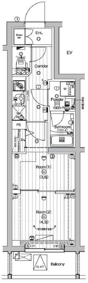 PREMIUM CUBE 中野新橋 DEUX 402号室 間取り
