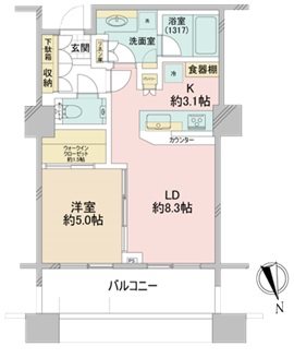 パークコート麻布十番ザ・タワー  1604号室 間取り