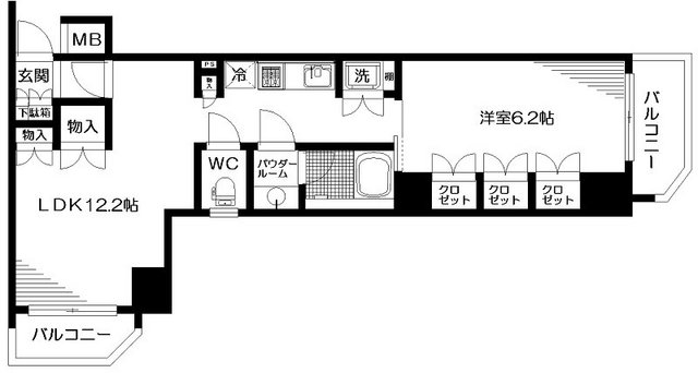 日神デュオステージ新宿若松町 604号室 間取り
