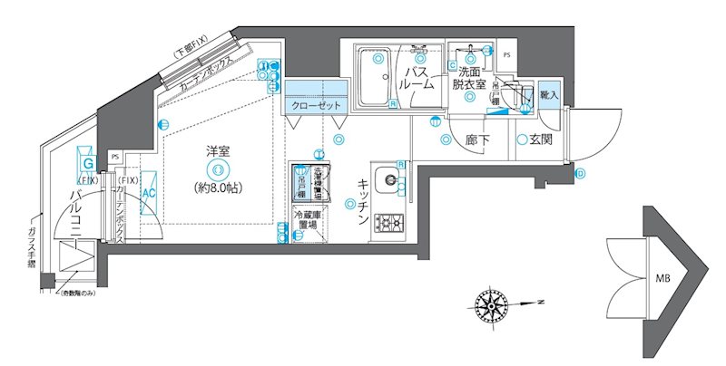ZOOM新宿下落合 801号室 間取り
