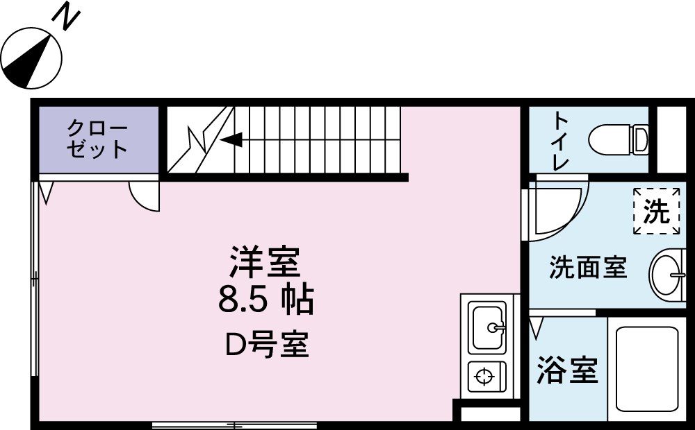 West  Village D号室 間取り