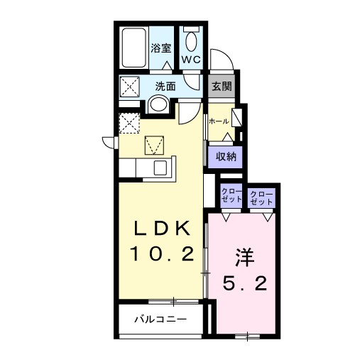 ＯＫＵＳＡＷＡ　ＣＯＵＲＴ 102号室 間取り
