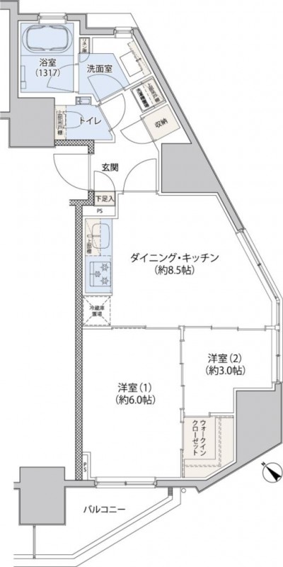 レジディア文京小石川Ⅱ 0803号室 間取り