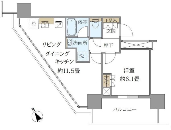 Ｂｒｉｌｌｉａ　Ｔｏｗｅｒ　浜離宮 508号室 間取り