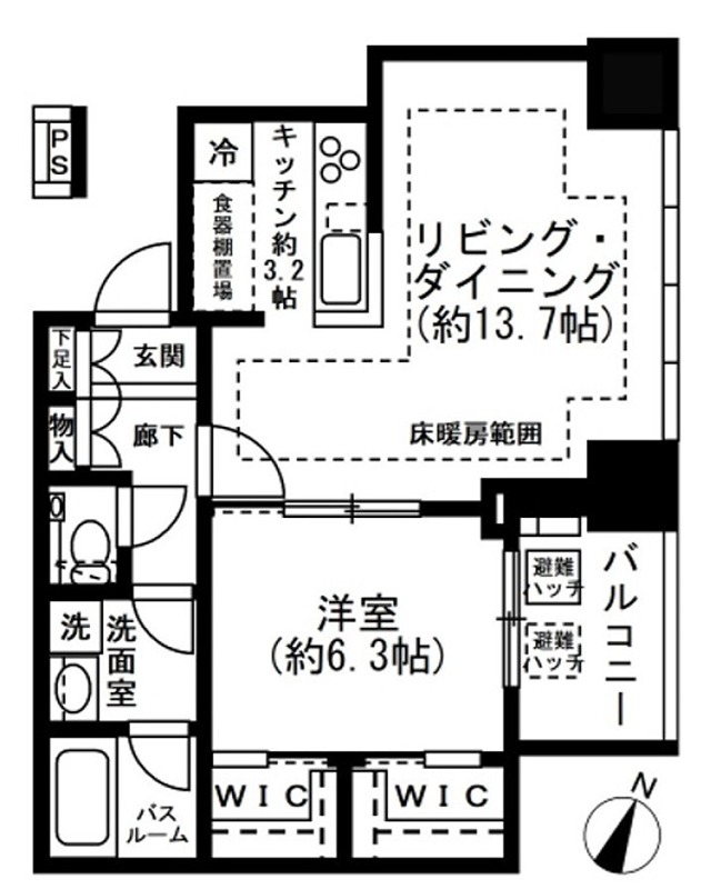 プレミストタワー白金高輪 1705号室 間取り