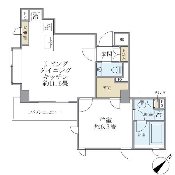 コスモリード恵比寿 401号室 間取り