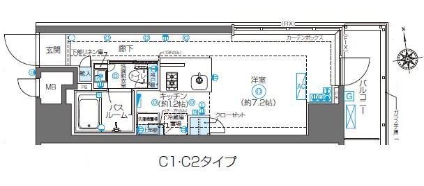 ZOOM東新宿 703号室 間取り