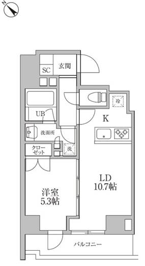 レジディア文京本郷Ⅲ 0901号室 間取り