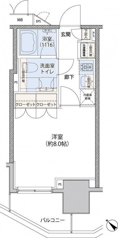 レジディア文京小石川Ⅱ 0802号室 間取り