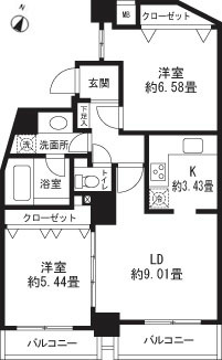 レジディア三軒茶屋Ⅱ 0602号室 間取り
