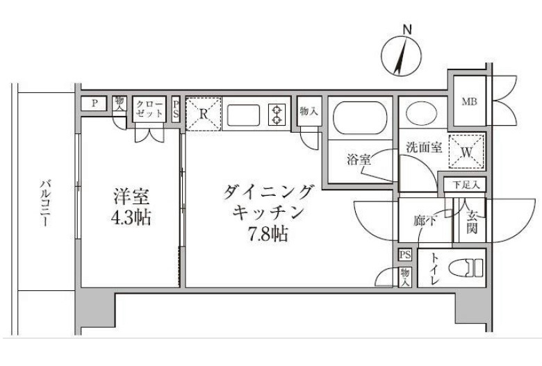 レジディア神楽坂Ⅱ 0205号室 間取り
