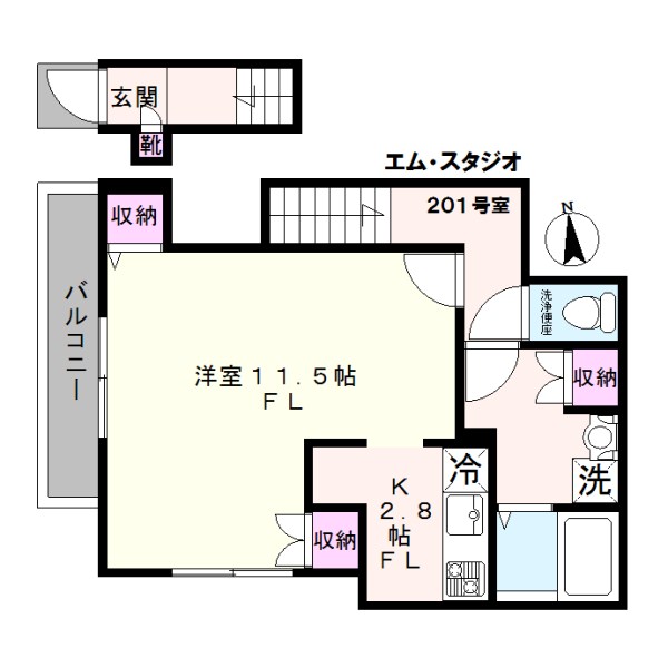 エム・スタジオ（Ｍ．Ｓｔｕｄｉｏ） 201号室 間取り