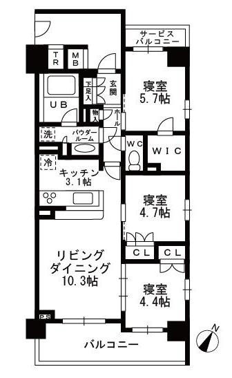 シャンピアグランデ深沢 0312号室 間取り
