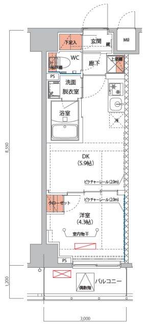 ハーモニーレジデンス新宿早稲田ザ・ガーデン 間取り図